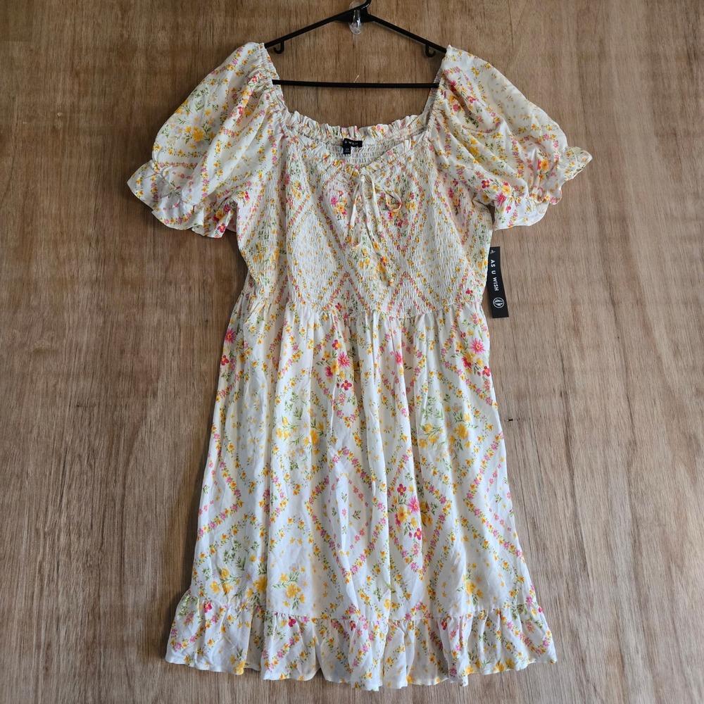 Cottagecore Floral Smocked Puff Sleeve Cottage Dress 2X As U Wish NWT Mini